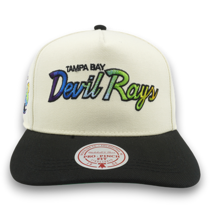 Mitchell & Ness Men's MLB Hat Trick Script Pro Pinch Snapback Coop Rays Hats