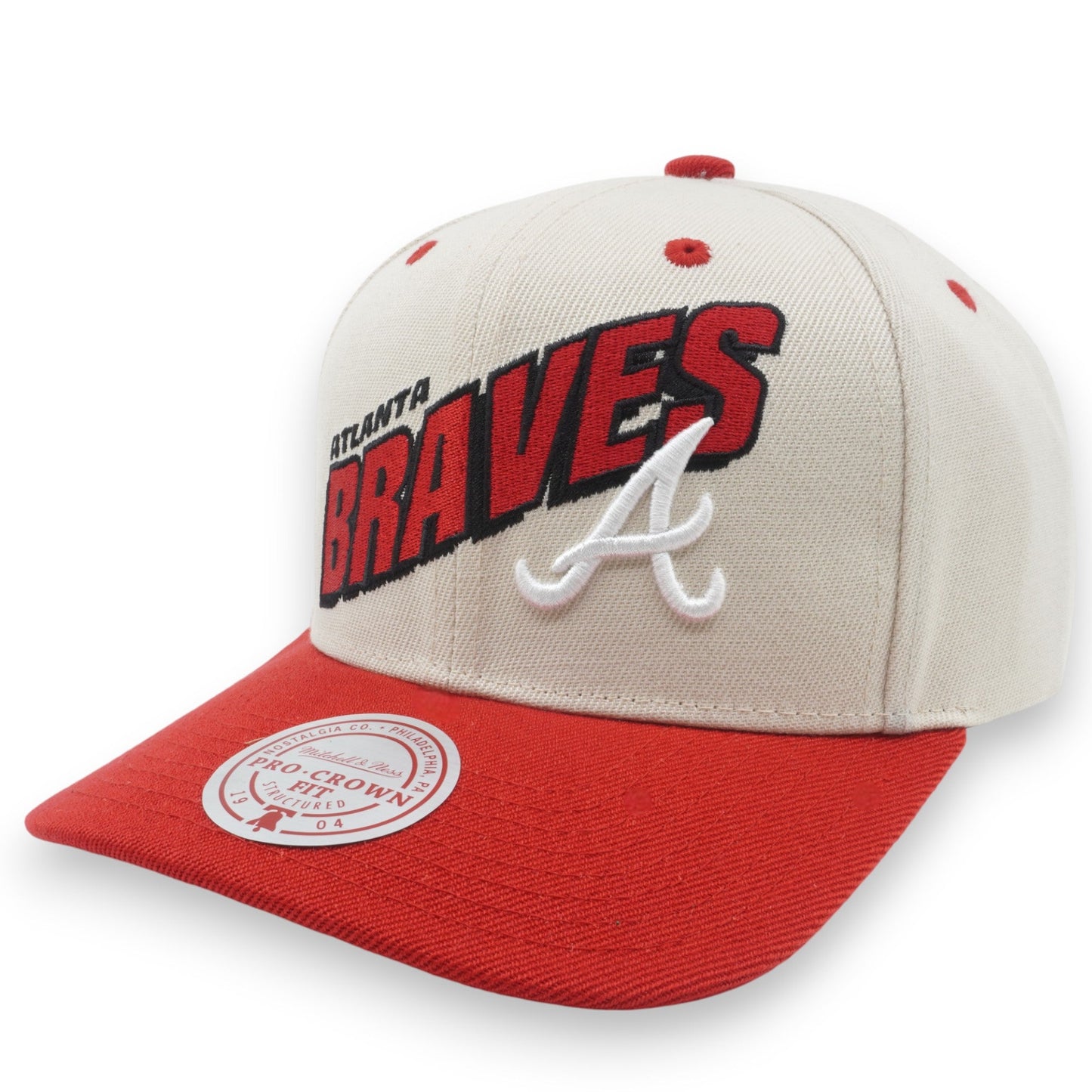 Men's Mitchell & Ness MLB Retro Type Pro Snapback Braves - Off White