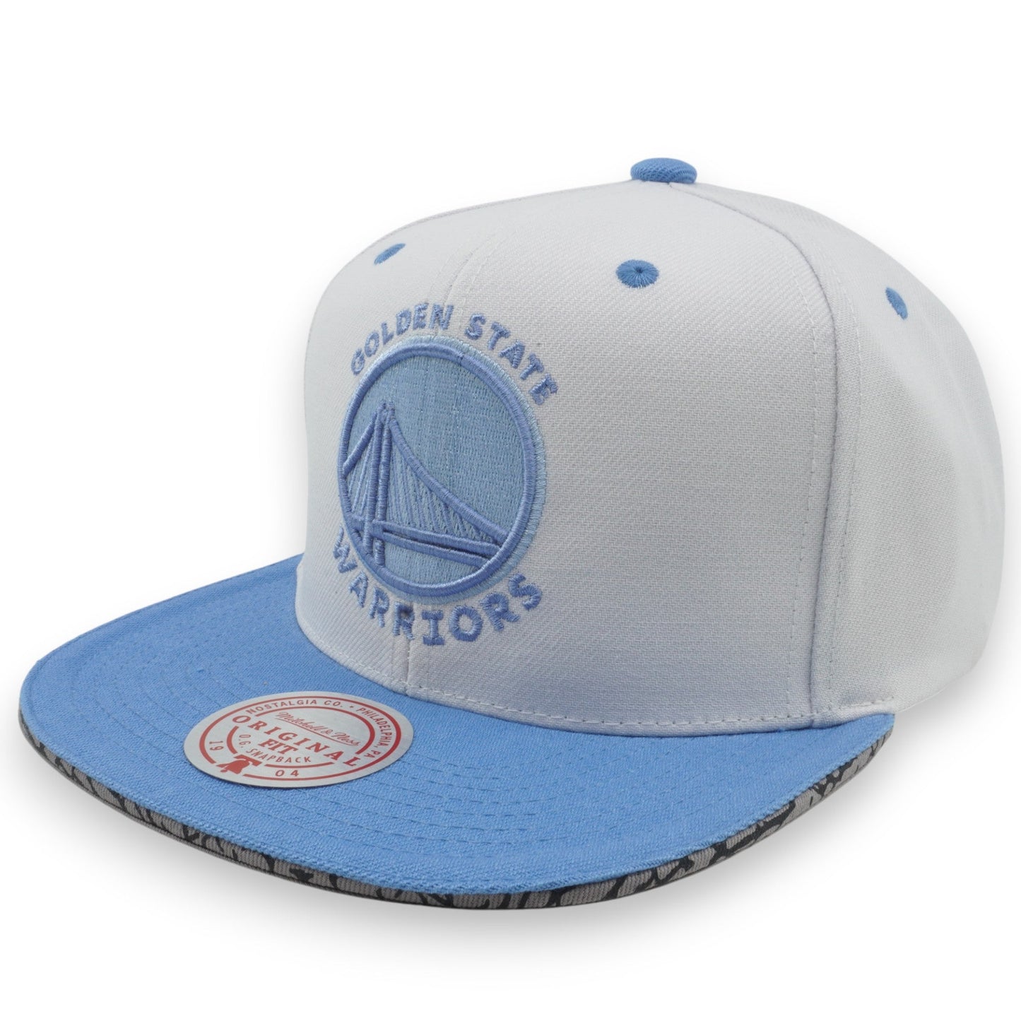 Men's Mitchell & Ness NBA Three Collection Snapback Warriors - White-Light Blue