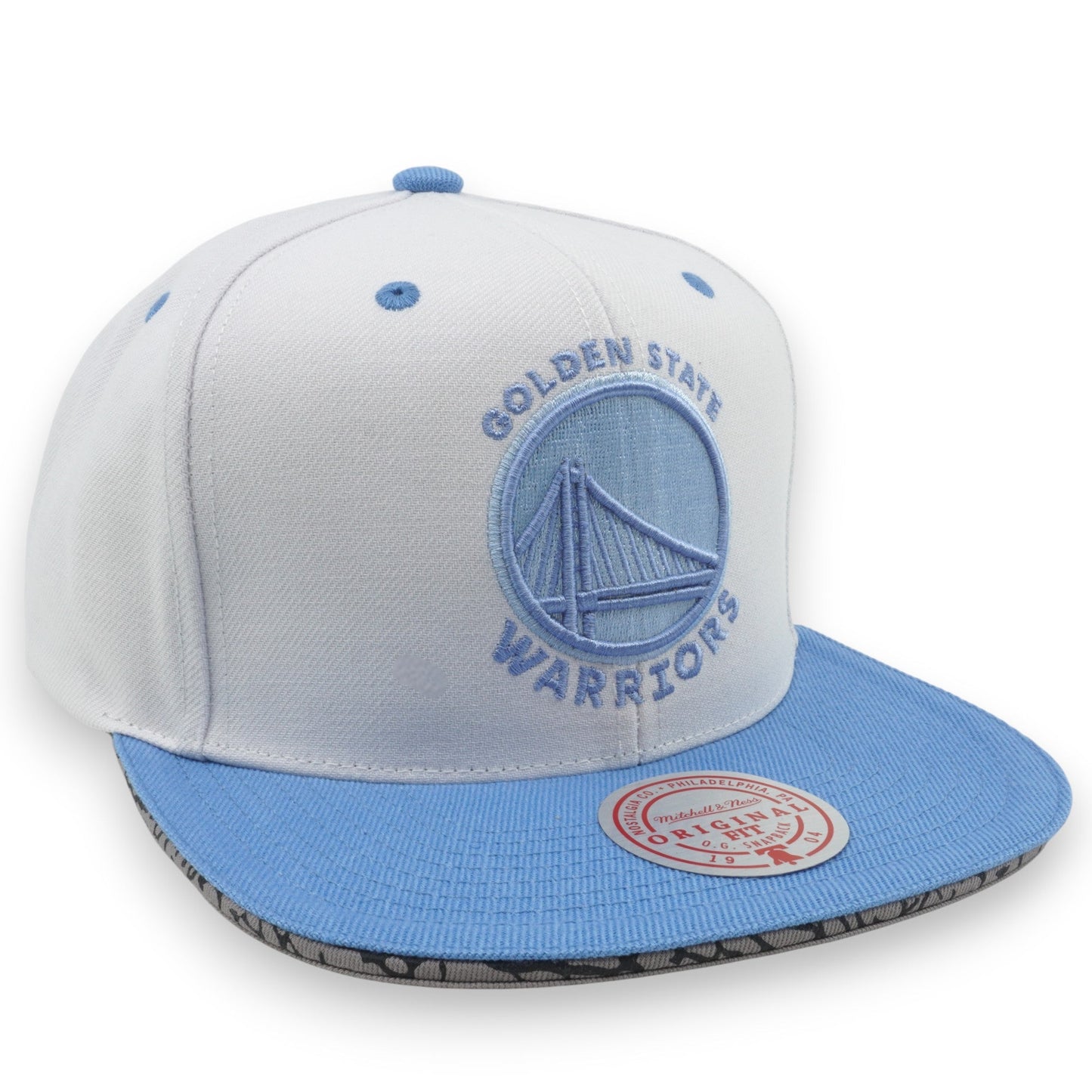 Men's Mitchell & Ness NBA Three Collection Snapback Warriors - White-Light Blue