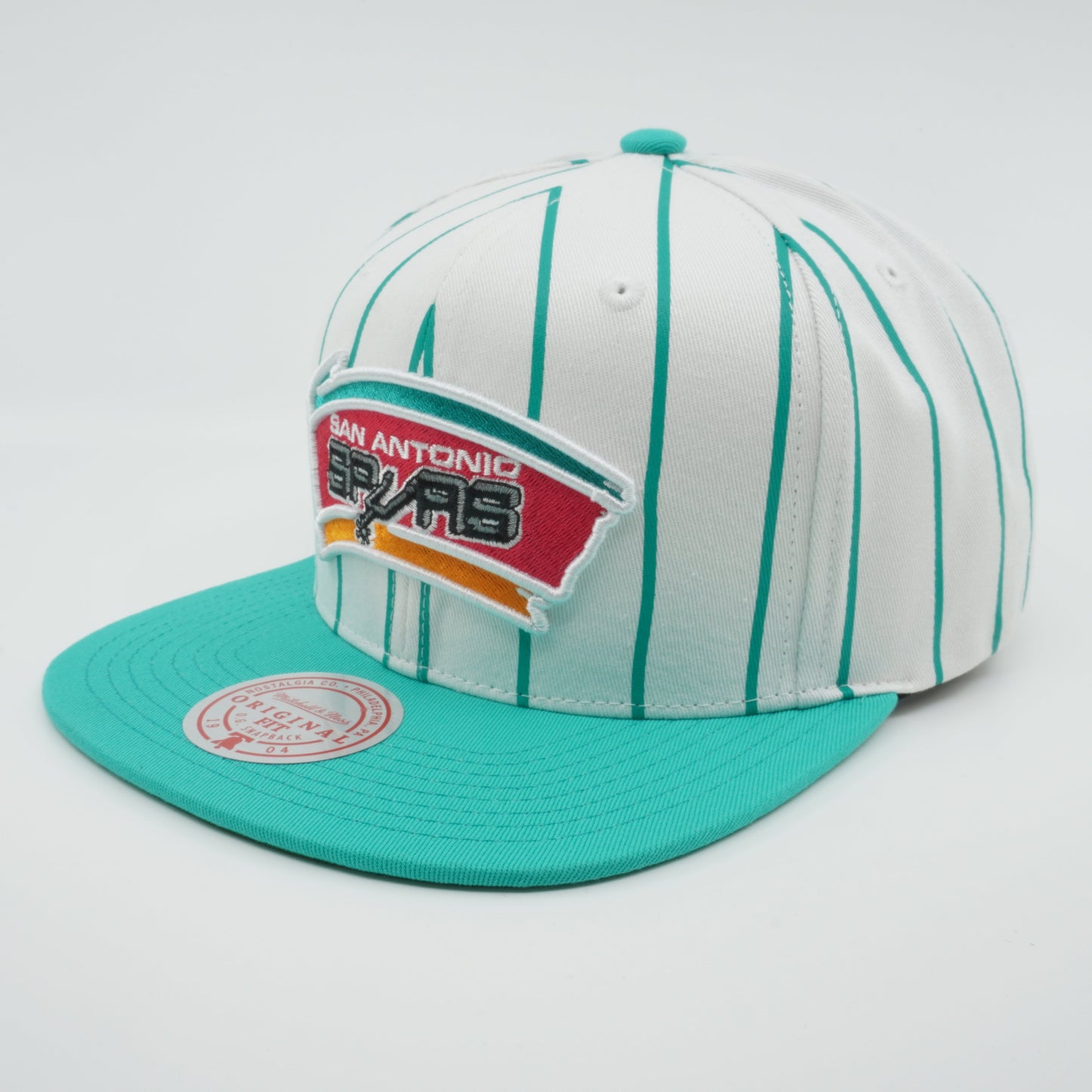 Men's Mitchell & Ness NBA Retro Pinstripe Snapback Hwc Spurs - White