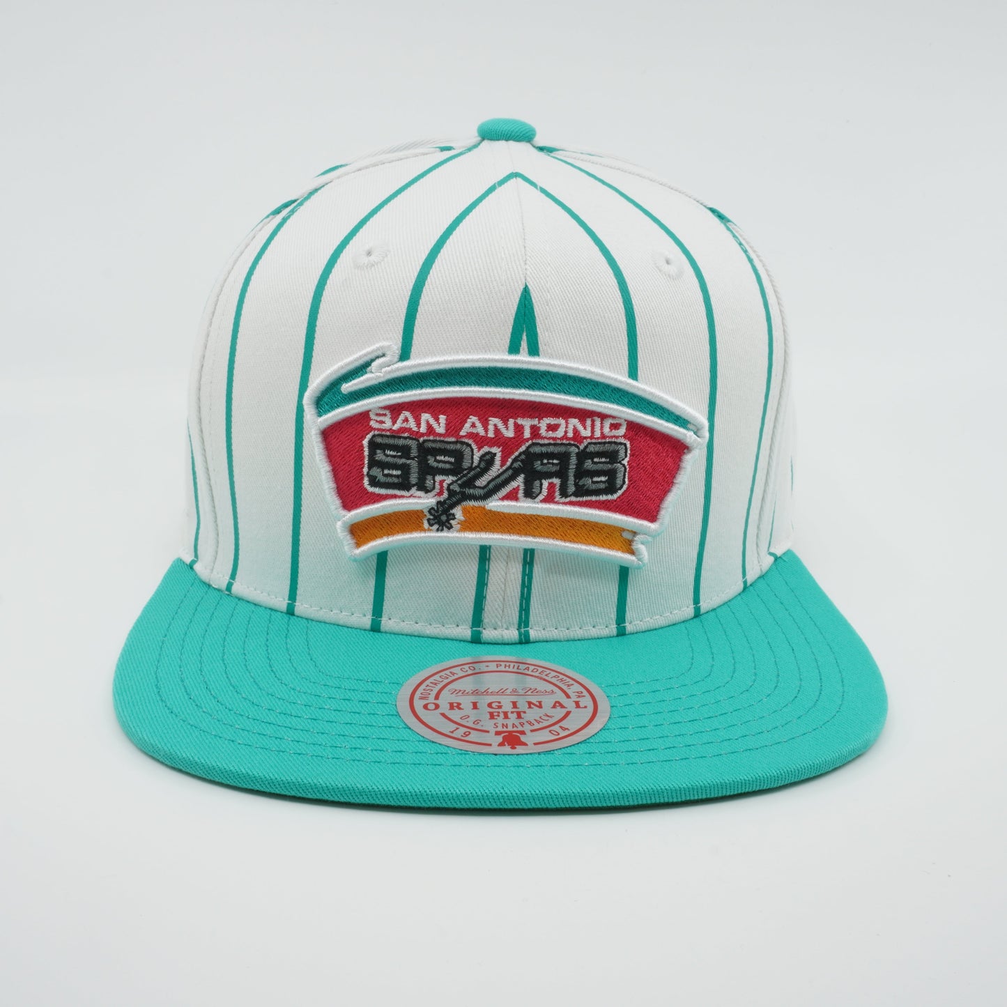 Men's Mitchell & Ness NBA Retro Pinstripe Snapback Hwc Spurs - White