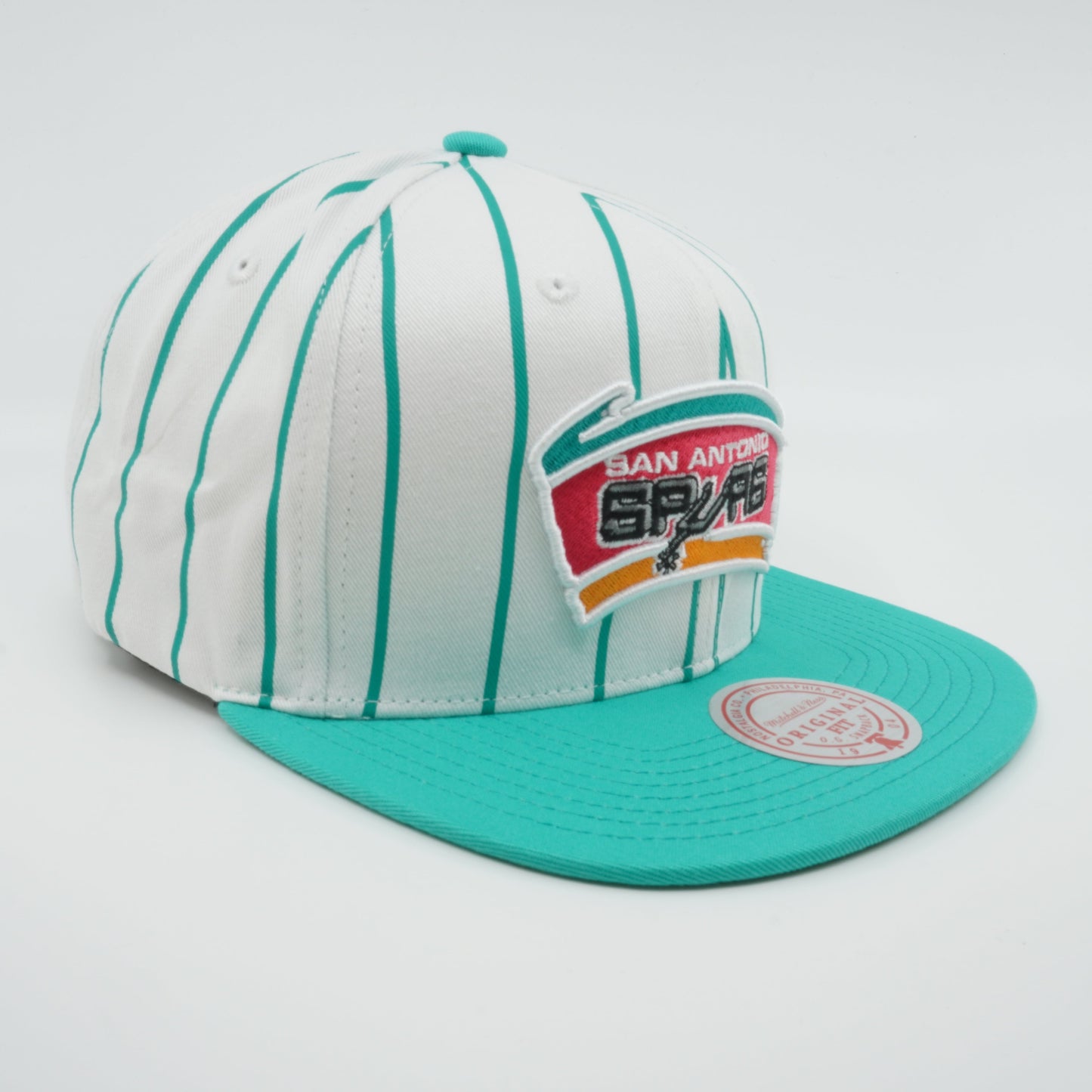 Men's Mitchell & Ness NBA Retro Pinstripe Snapback Hwc Spurs - White