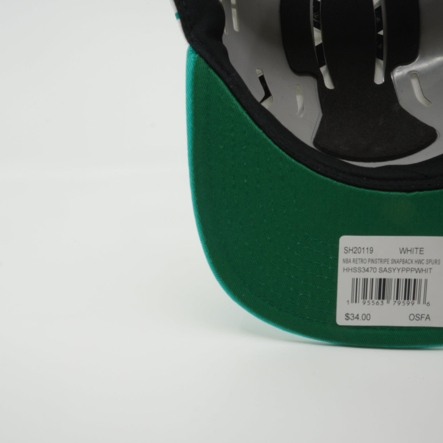 Men's Mitchell & Ness NBA Retro Pinstripe Snapback Hwc Spurs - White