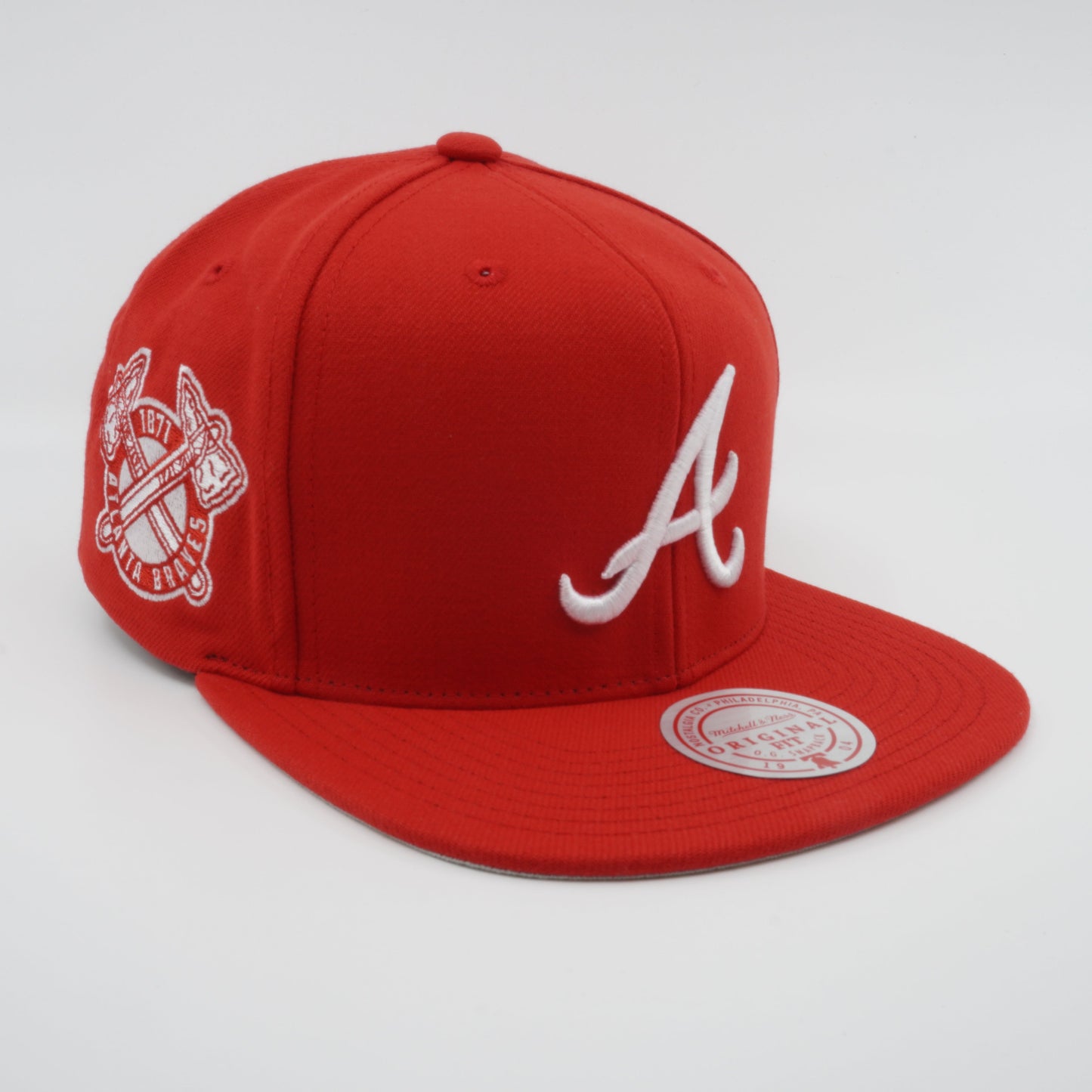 Men's Mitchell & Ness MLB Back To Basics Snapback Braves - Red