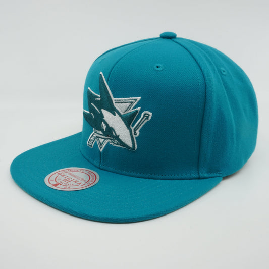 Mitchell & Ness Men's NHL Back To Basics Snapback Sharks Snapback Caps