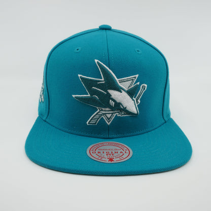Mitchell & Ness Men's NHL Back To Basics Snapback Sharks Snapback Caps