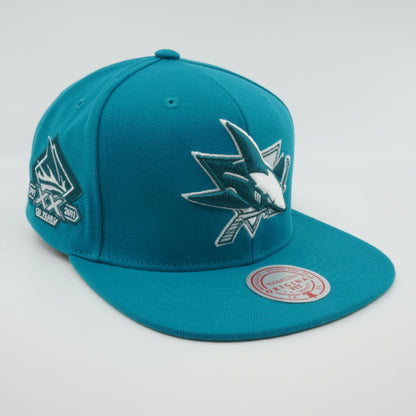 Mitchell & Ness Men's NHL Back To Basics Snapback Sharks Snapback Caps