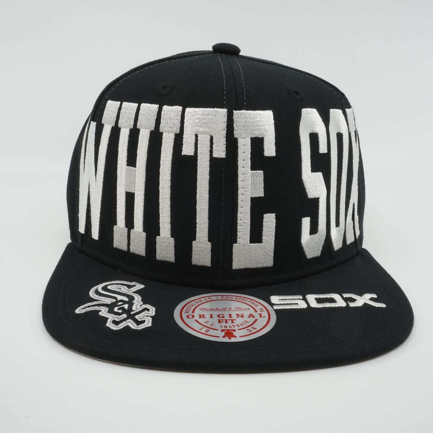 Men's Mitchell & Ness MLB Big Text 1 Snapback White Sox - Black