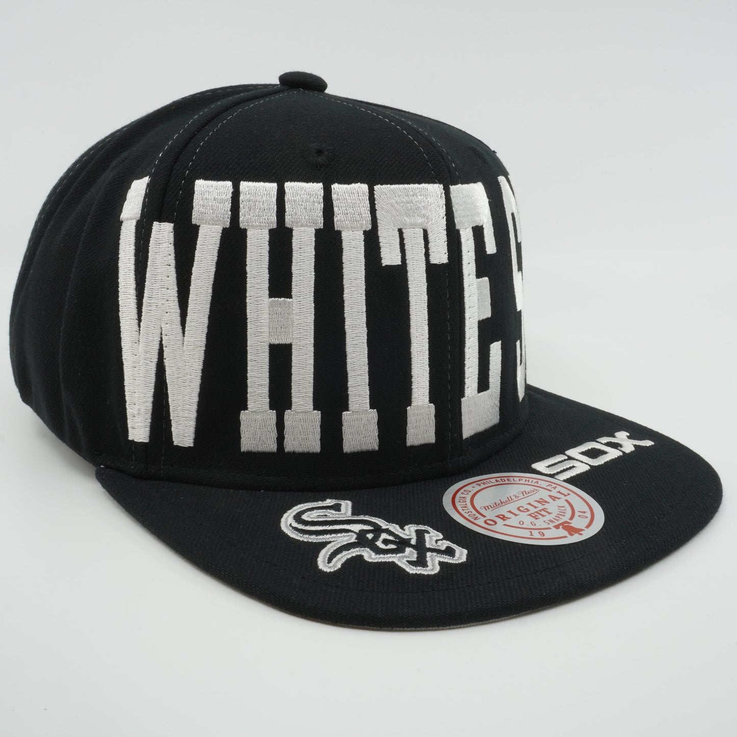 Men's Mitchell & Ness MLB Big Text 1 Snapback White Sox - Black