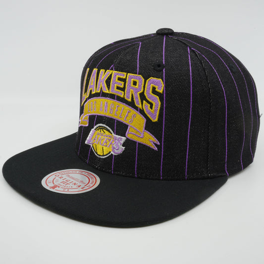 Men's Mitchell & Ness NBA Dem Stripes Snapback Hwc Lakers - Black