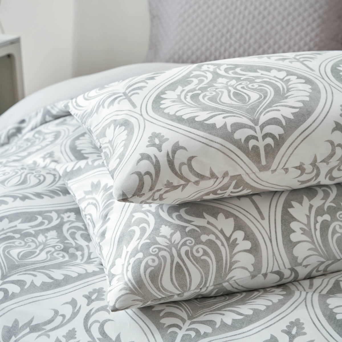 Tache Dreamy Moon Sky Ogee Damask Heather Gray White Pillowcases (TB300)