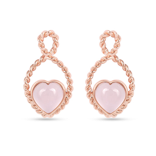 18k Gold Vermeil Rose Quartz Heart Push Post Earrings