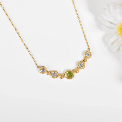 Five-Stone Peridot Silver Bar Necklace