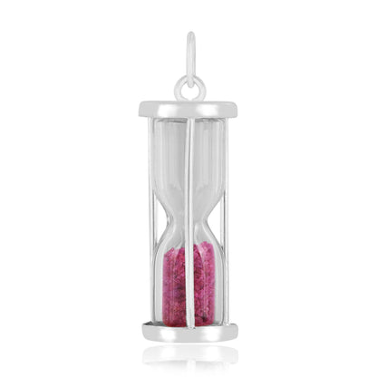 Natural Ruby Hourglass Pendant Necklace