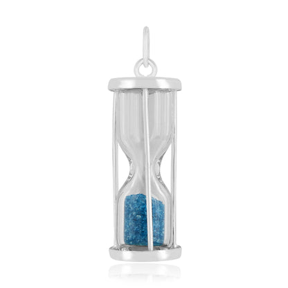 Natural Blue Topaz Hourglass Pendant Necklace