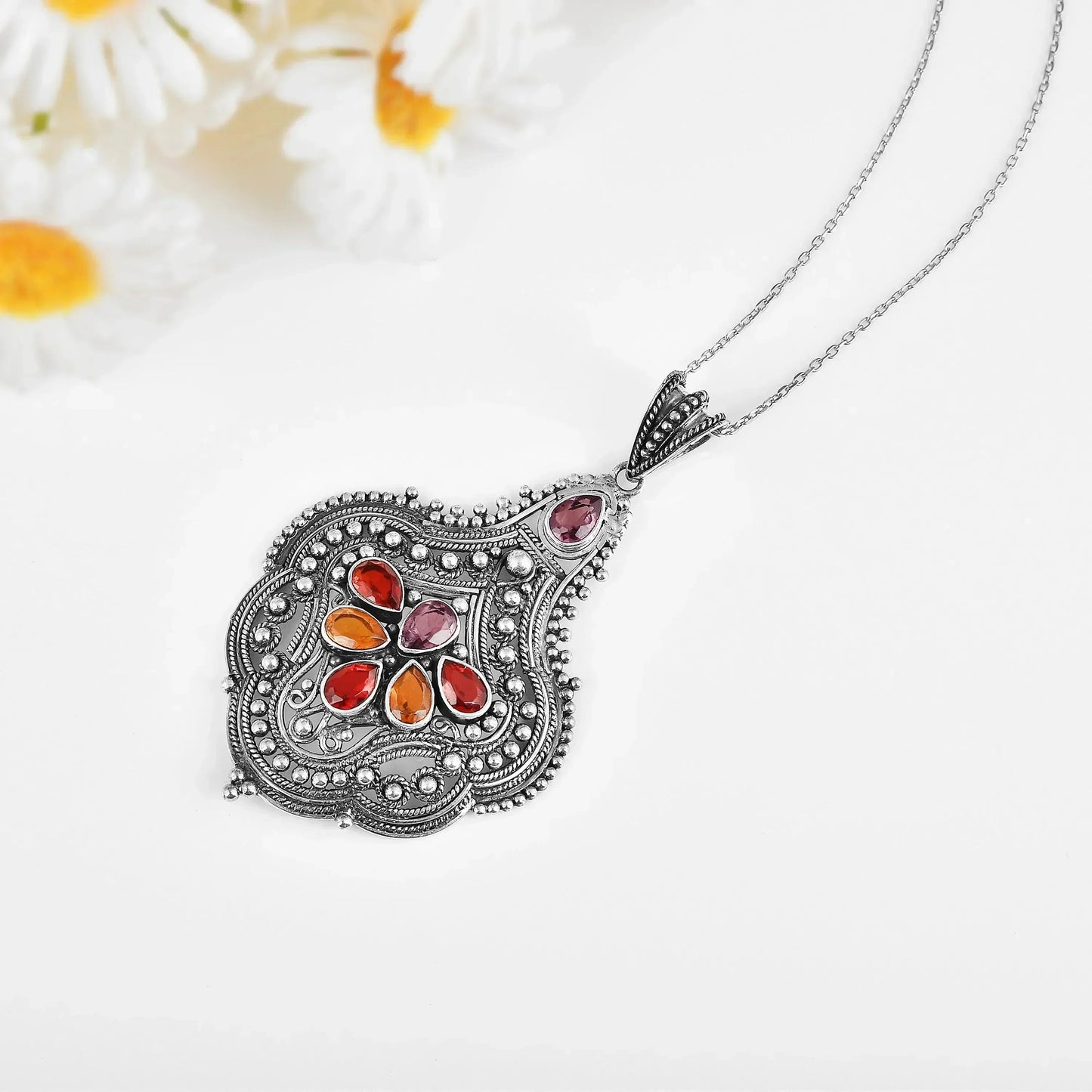 Boho Pendant Oxidised Necklace