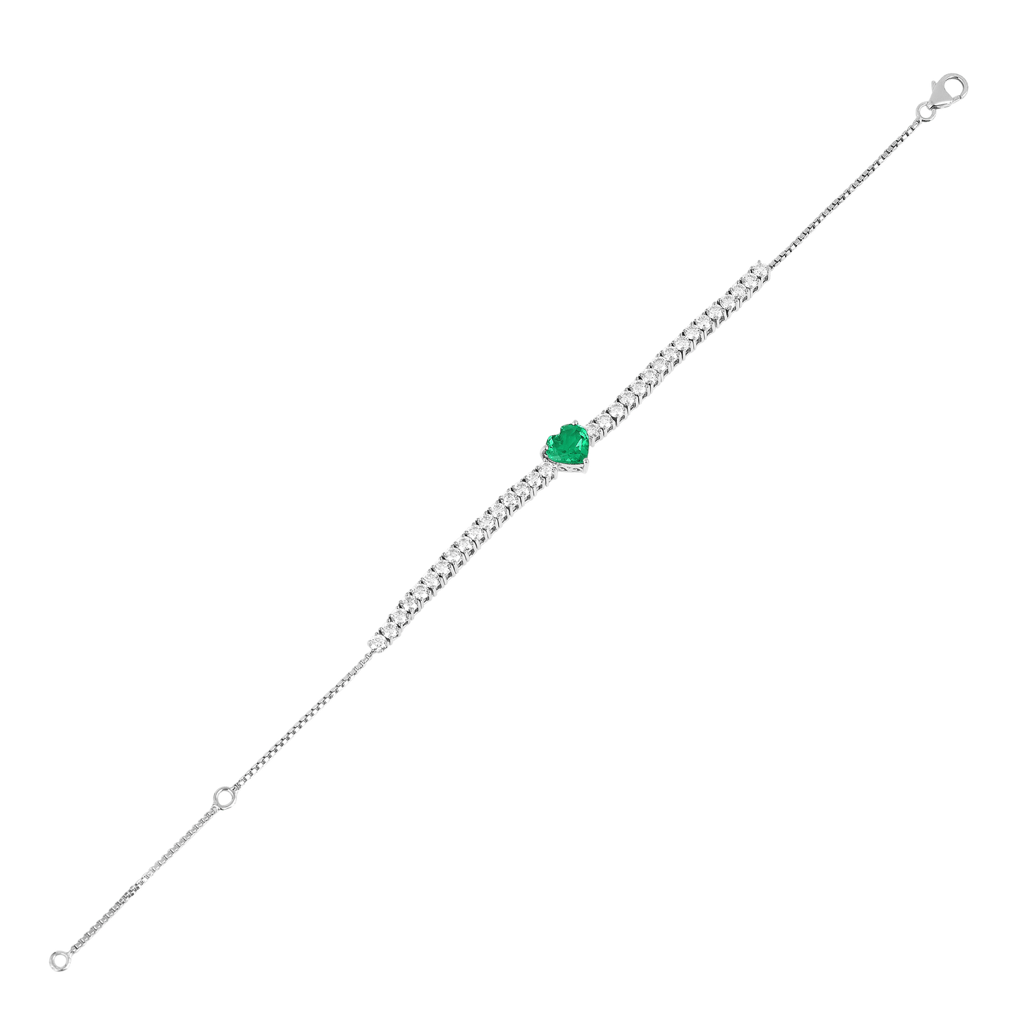 Colombian Created Emerald Heart Bracelet