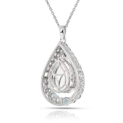 Natural White Topaz Teardrop Blue Topaz Necklace