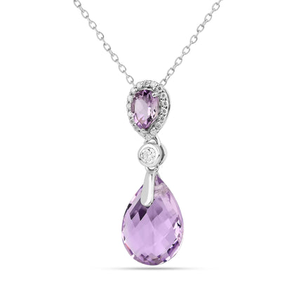 Natural Pink Amethyst Teardrop Necklace