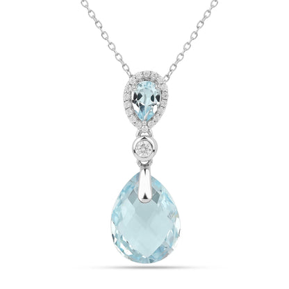 Natural Sky-Blue Topaz Necklace Women