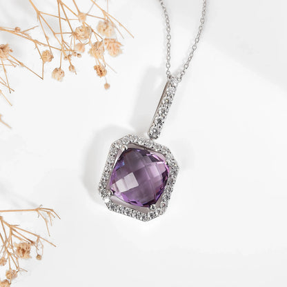 Natural Briolette Cut Pink Amethyst Necklace