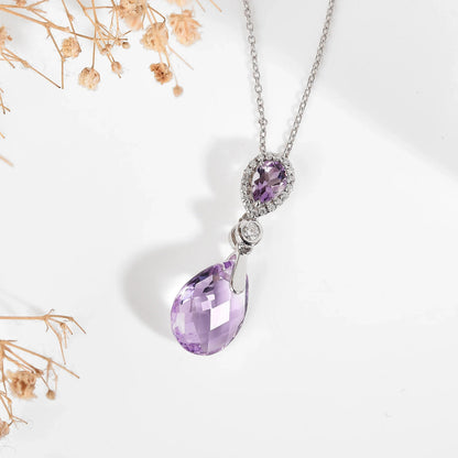 Natural Pink Amethyst Teardrop Necklace