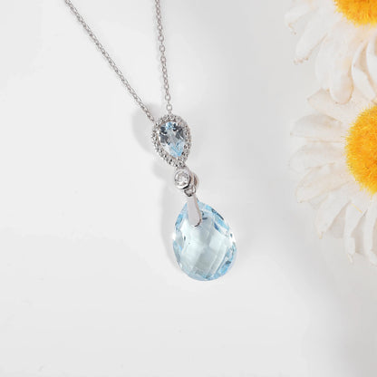 Natural Sky-Blue Topaz Necklace Women