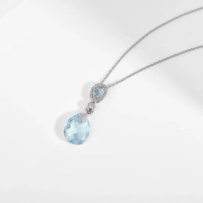 Natural Sky-Blue Topaz Necklace Women