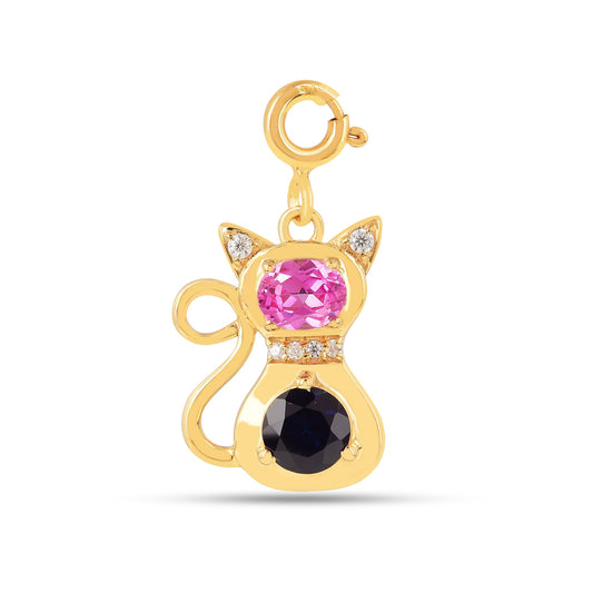 Sapphire Cat Charm Pendant Only