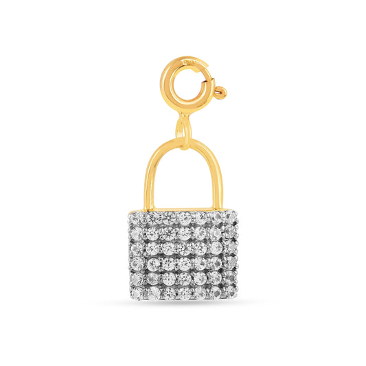 Cluster Padlock White Sapphire Charm Pendant Only