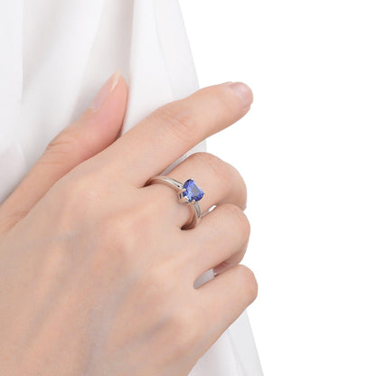 2.0 Ct Heart Lab Created Blue Sapphire Prong Silver Anniversary Ring