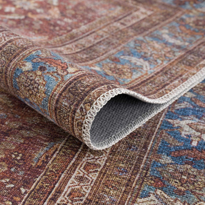 Rust Baki Traditional Washable Area Rug - Clearance