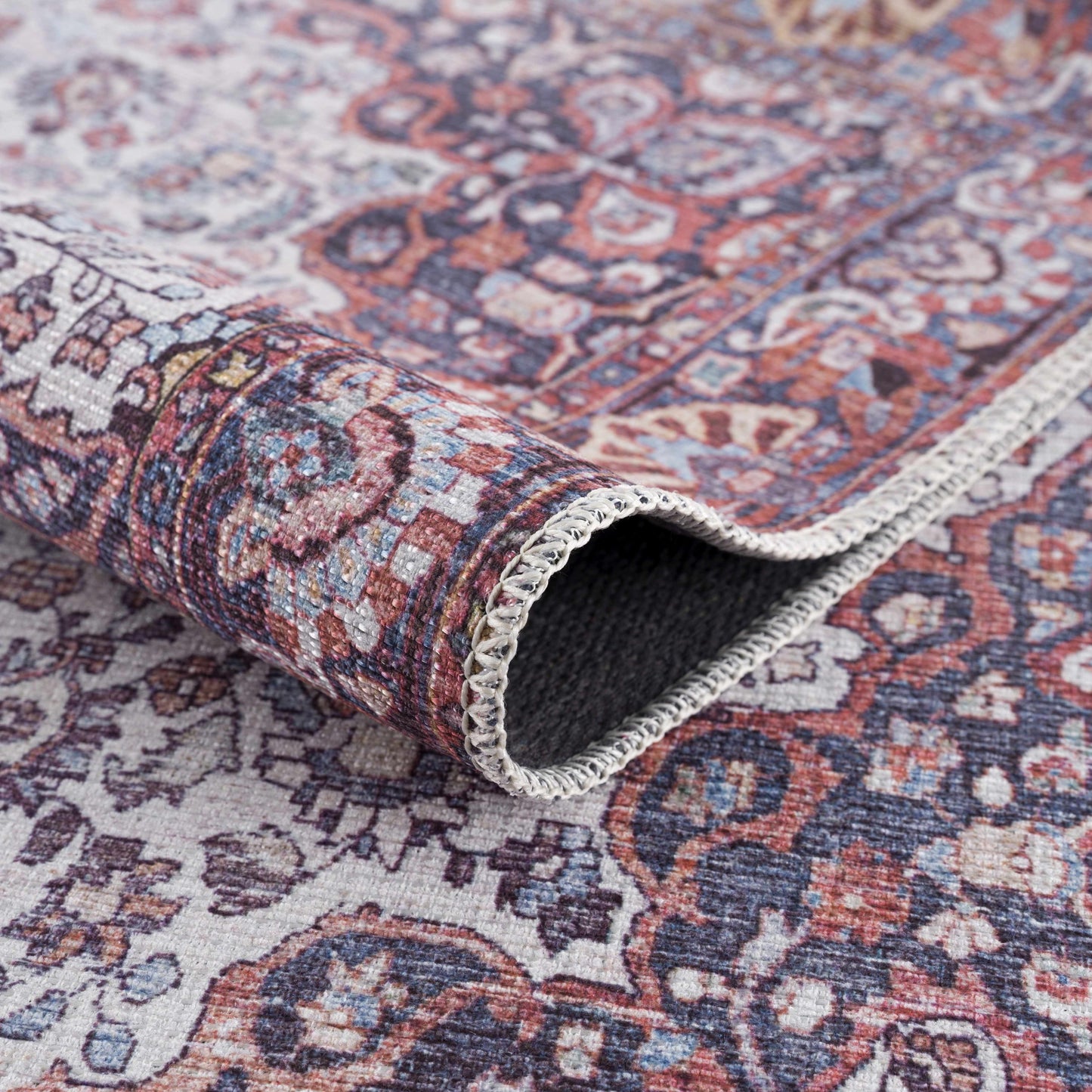 Red Cael Tumble Dry Washable Rug - Clearance