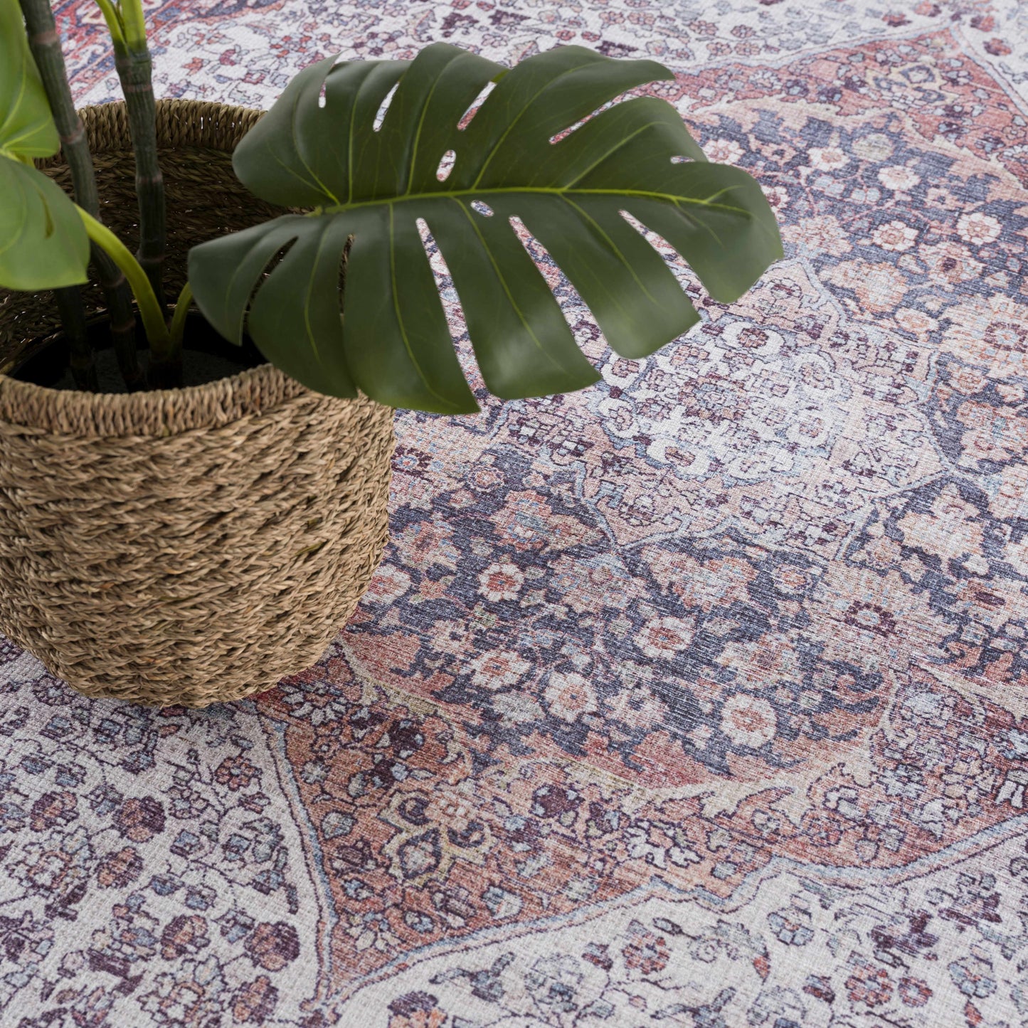 Red Cael Tumble Dry Washable Rug - Clearance