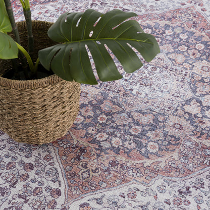 Red Cael Tumble Dry Washable Rug - Clearance