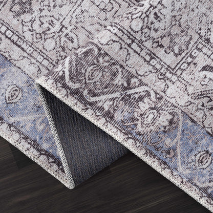 Rosman Blue&Beige - Promo Washable Area Rug - Clearance
