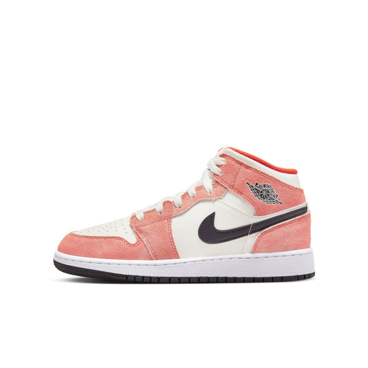 Air Jordan Grade School Retro 1 Mid Se 'Orange Suede' Gs Sneakers