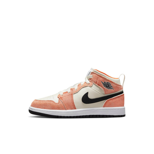 Preschool Air Jordan Retro 1 Mid Se 'Orange Suede (Ps)'