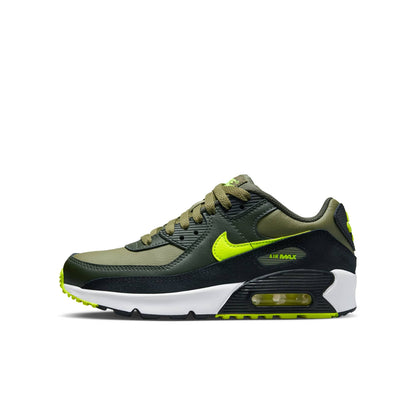 Nike Grade School Air Max 90 Leather 'Medium Olive Volt' Gs Sneakers
