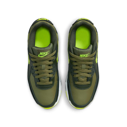 Nike Grade School Air Max 90 Leather 'Medium Olive Volt' Gs Sneakers