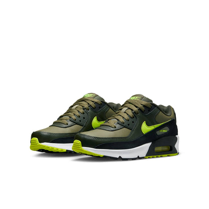Nike Grade School Air Max 90 Leather 'Medium Olive Volt' Gs Sneakers