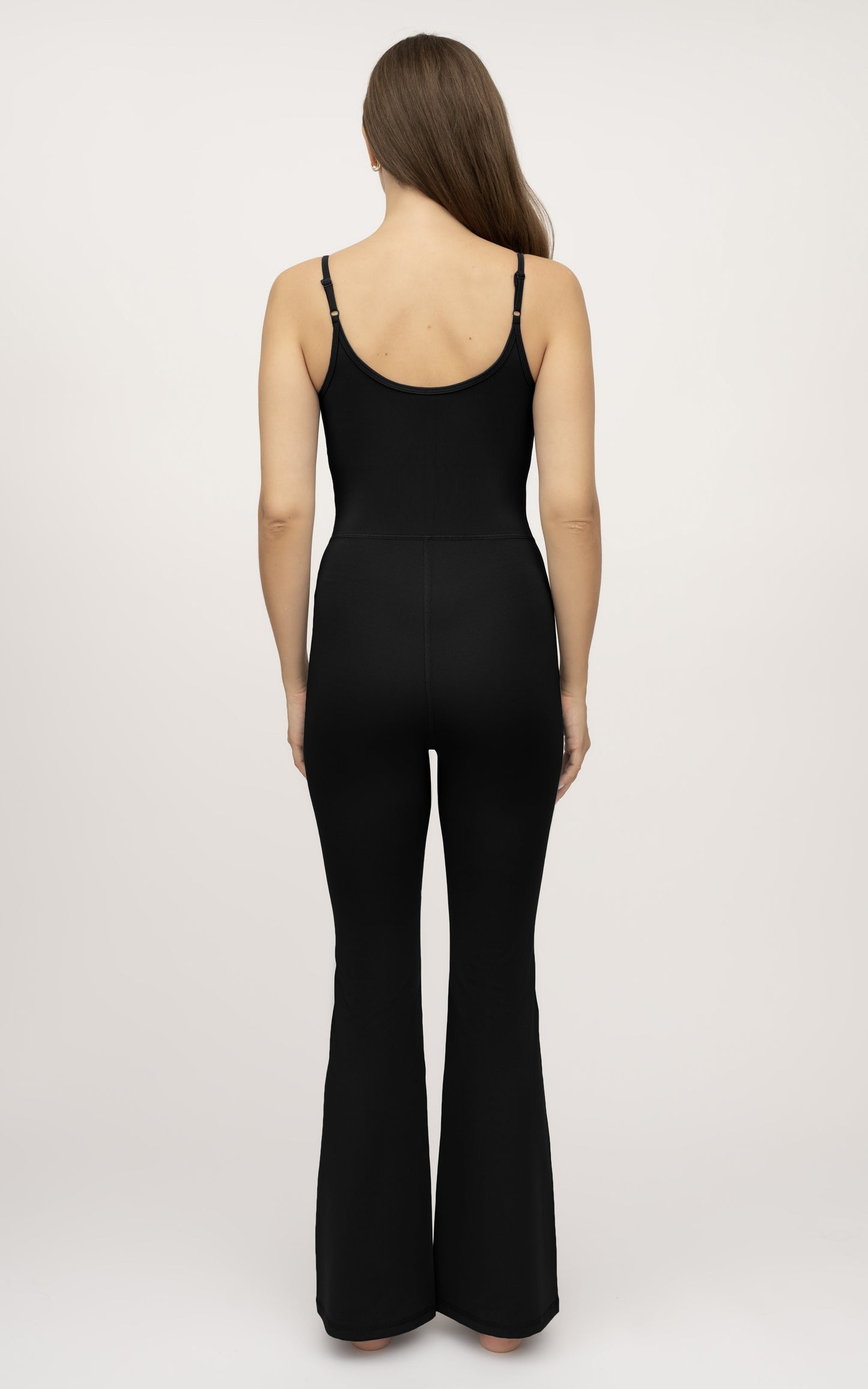 Illusion Ribbed Flare Jumpsuit