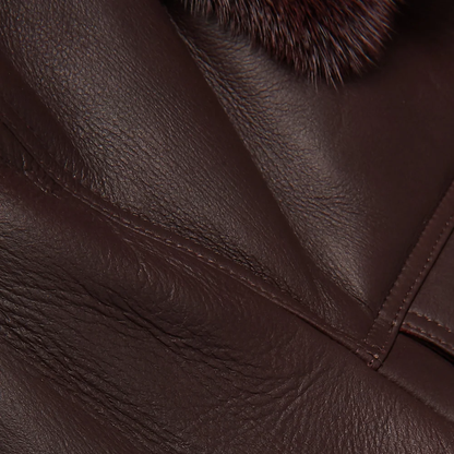 Men's Brown Shearling Real Sheepskin Leather Bomber Flying Trucker Leather Jacket