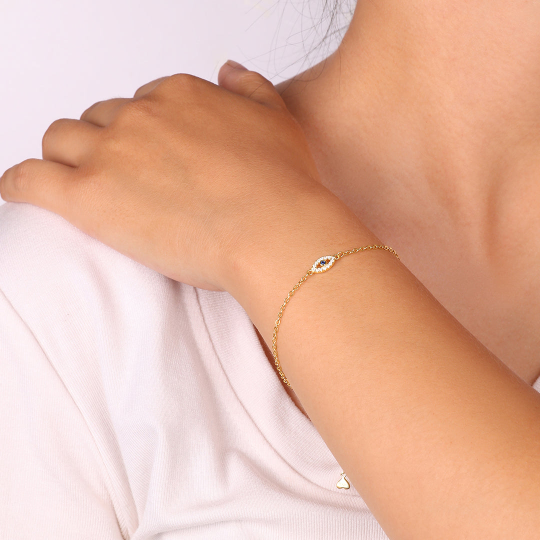 Mint & Lily Dainty Evil Eye Charm Bracelet