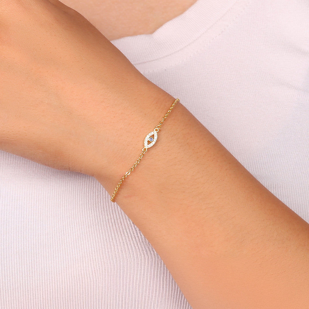 Mint & Lily Dainty Evil Eye Charm Bracelet