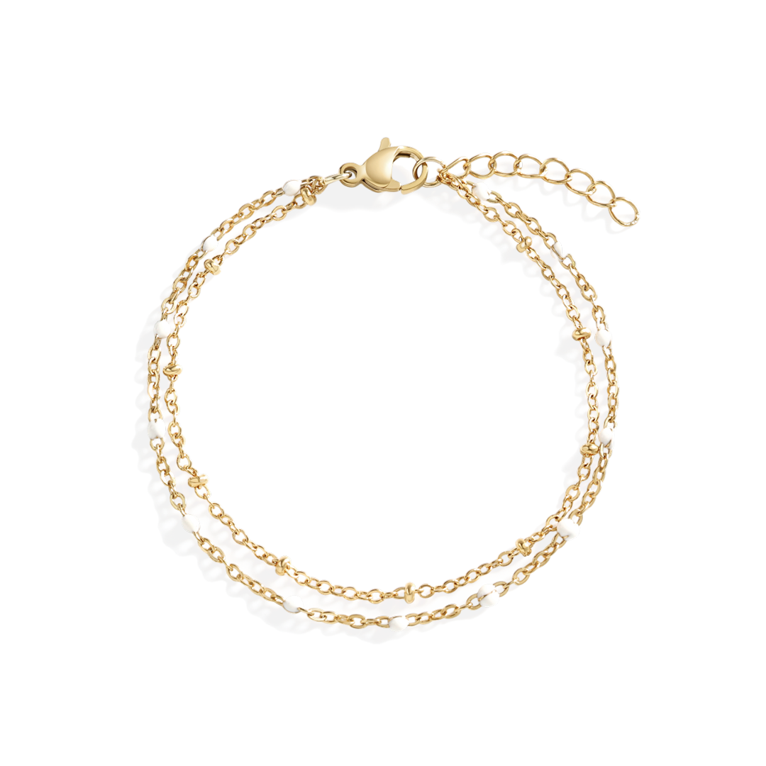Mint & Lily Dainty Double Chain Beaded Bracelet