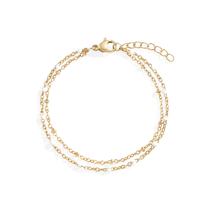 Mint & Lily Dainty Double Chain Beaded Bracelet