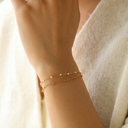Mint & Lily Dainty Double Chain Beaded Bracelet