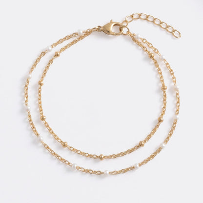 Mint & Lily Dainty Double Chain Beaded Bracelet